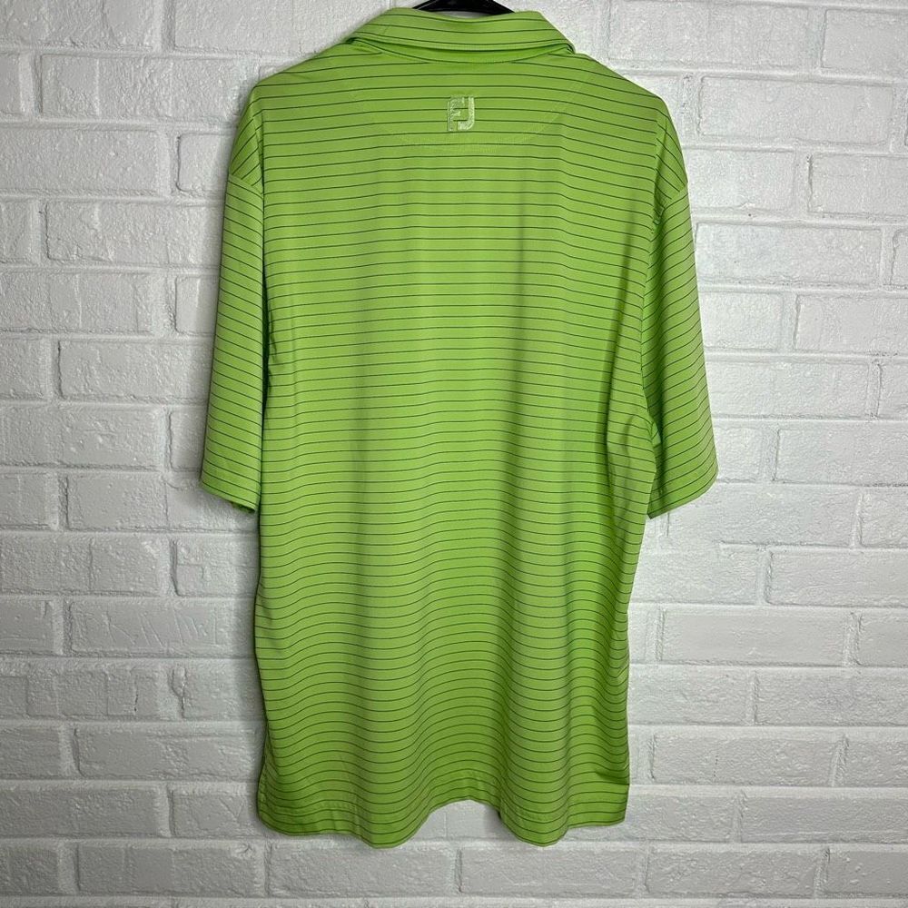 Footjoy Green Pinstriped Polo Short Sleeve Mens Shirt size Large - Picture 6 of 6